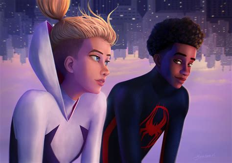 Gwen Stacy And Miles Morales By Moisés Júnior Mj