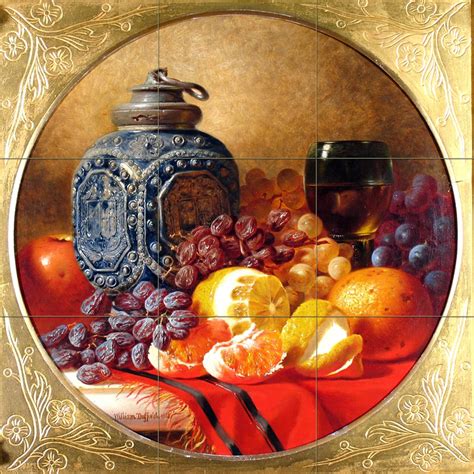 Still Life Wine Orange Grapes Fruit Tile Mural Kitchen Backsplash