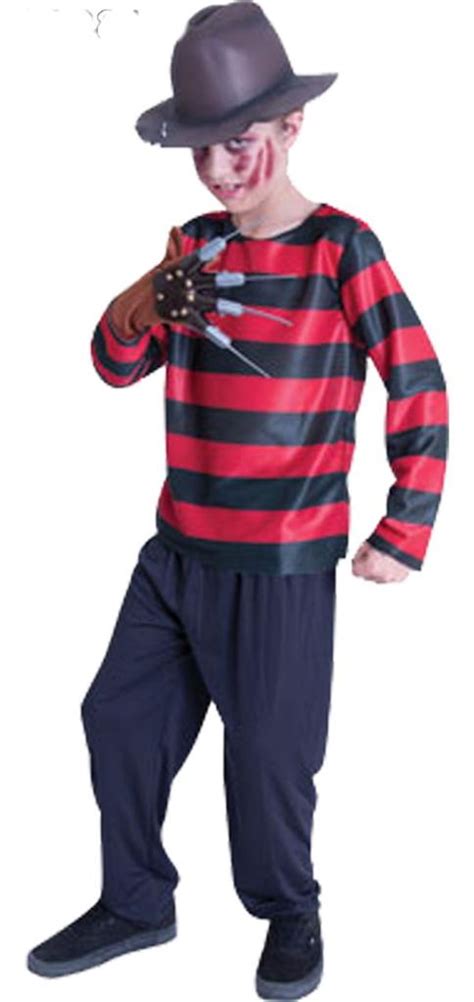 Boys Girls Halloween Freddy Krueger Costume Top Hat And Glove Medium 7