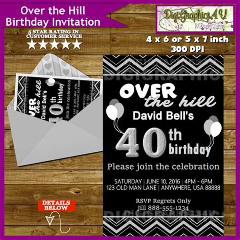 Over The Hill 40th Birthday Party Invitation By Digigraphics4u