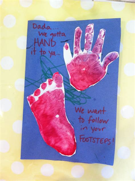 Handprintfootprint Card Good For Birthday Or Fathers Day Holiday