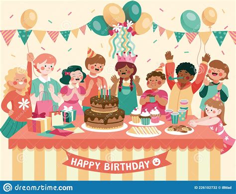 Kids Birthday Party Stock Vector Illustration Of Anniversary 226102732