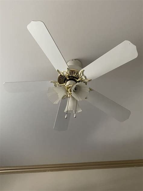 White And Gold Ceiling Fan With Lights Ebay