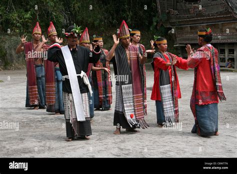 Toba Batak Tribe Performing Traditional Dance Sumatra Stock Photo