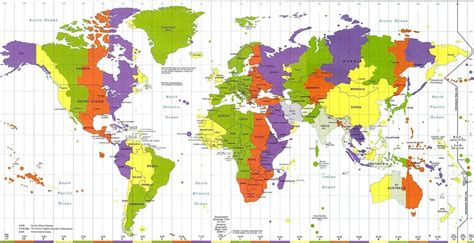 Carte du monde des fuseaux horaires » Vacances - Arts ...