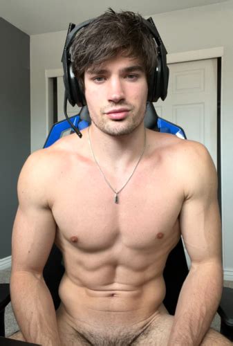 Shirtless Male Muscular Nude Gamer Video Game Headset Beefcake Photo
