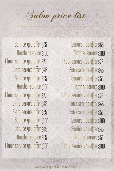 Beauty Salon Price List Template Postermywall