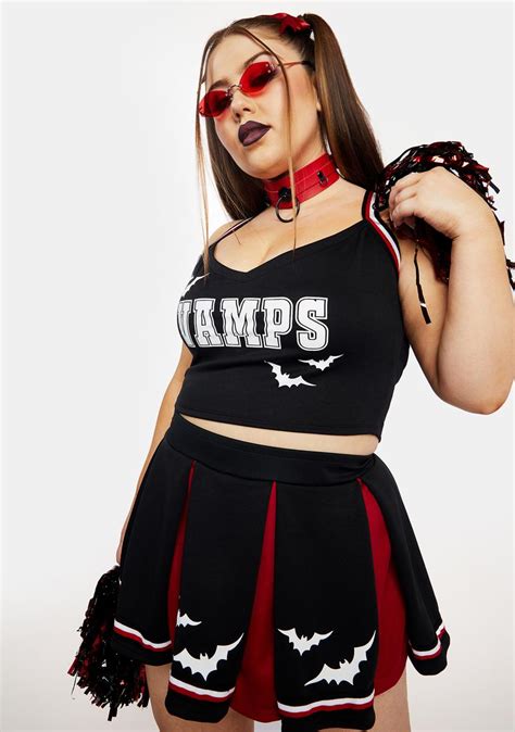 Plus Size Trickz N Treatz Sexy Vampire Cheerleader Costume Blackred Dolls Kill