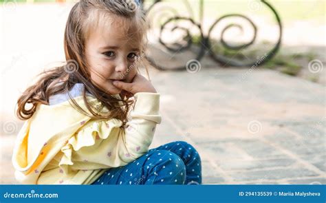 Sad Little Girl Sitting Alone Stock Image Image Of Small Park 294135539