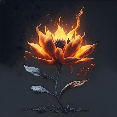 Premium Ai Image Flower On Fire