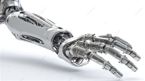 로봇 손의 인간 팔 3d 렌더링 로봇 손 열기 또는 흰색 배경에 고립 된 확장 고화질 사진 사진 배경 일러스트 및 사진 무료