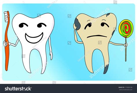 Healthy Unhealthy Tooth Stock Vector 115909150 Shutterstock