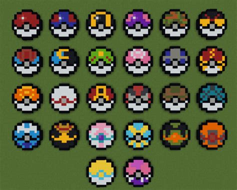 I Made All The Pokeballs Pixel Art In Minecraft More Coming Soon