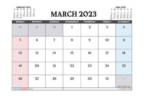 Free Blank Calendar March 2023 Pdf And Image