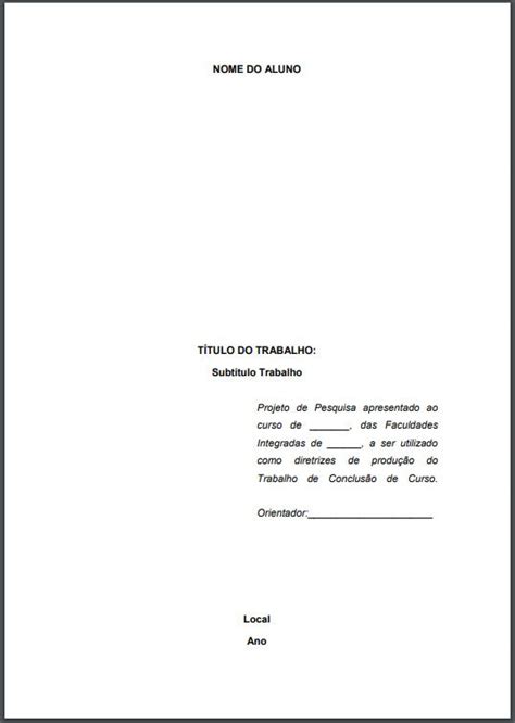 Folha de Rosto ABNT Conheça as normas e baixe o pdf Manual do TCC