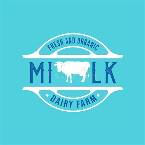 Milk And Dairy Farm Product Logo With Milk Glass And Cow Silhouette