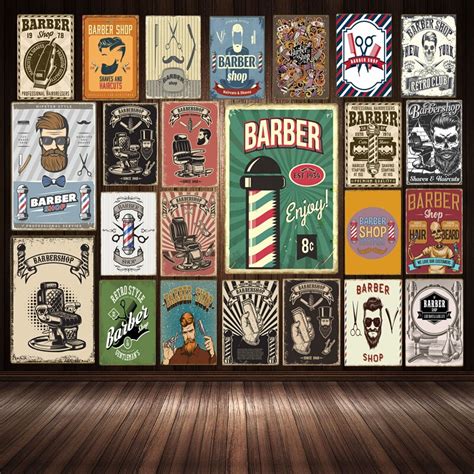 Vintage Barber Shop Decoration Haircut And Shave Beard Tin Signs Metal ...