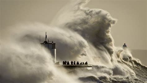 Uk Storms Giant Waves Hit Amid Fresh Flooding Fears Bbc News