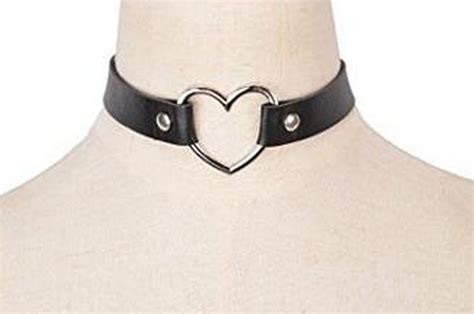Leather Choker Collar Sub Neck Collarspunk Goth Emo Heart Necklace
