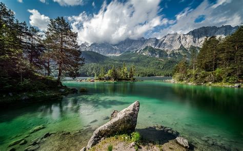 Nature Landscape Lake Forest Mountain Clouds Germany Island Trees