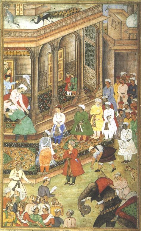 Akbar Greeting Rajput Rulers And Other Nobles At Court 1577
