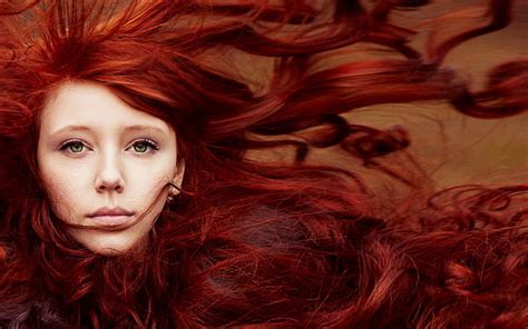 Kadınlar Model Kızıl saçlı Yüz portre uzun saç yeşil gözler Yüz