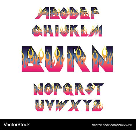 Fire Flame Burning Fonts Royalty Free Vector Image