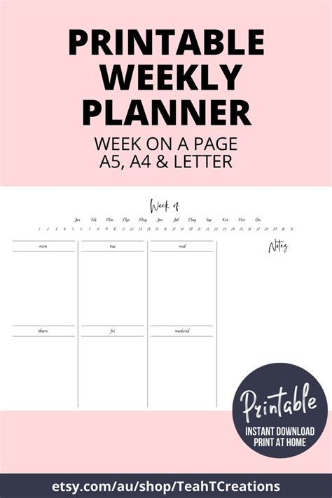 Weekly Schedule Weekly Planner Printable Weekly Planning Planner