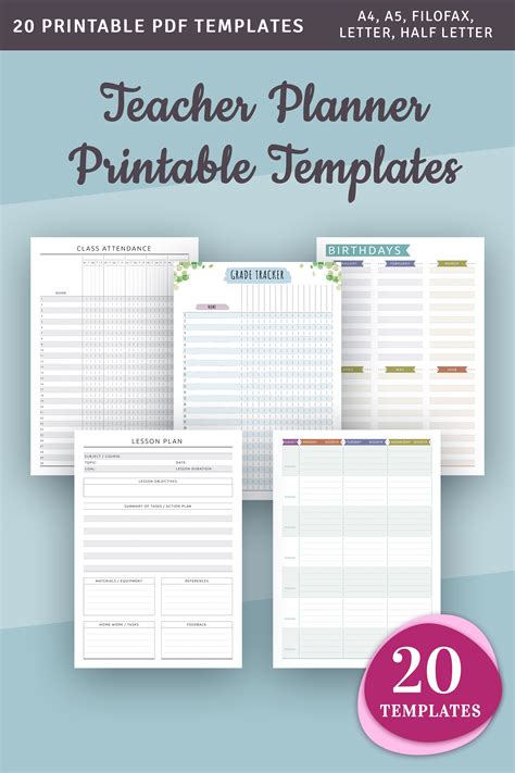 Printable Teacher Planner Templates Collection Teacher Planner