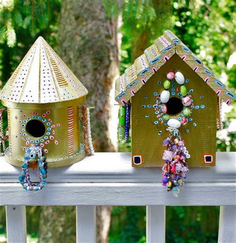 You can make your own inexpensive spring decor using items from the dollar store! 9 DIY Decorative Birdhouse Ideas - Gardening Viral