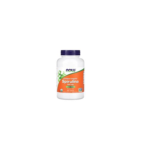 NOW Spirulina Organic Certified 500 Mg 100 Tablets Uniqueshop