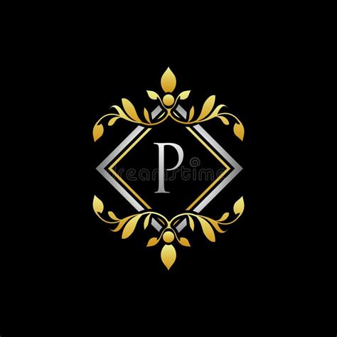 Golden Geometric Royal P Letter Logo Stock Illustration Illustration