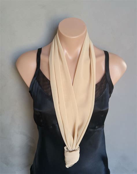 Buy Hand Crafted Nude Chiffon Scarf Made To Order From All Seasons