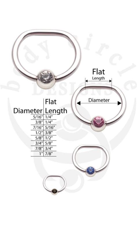 D Rings 316lvm Stainless Steel With Set Gem Bead Body Piercing