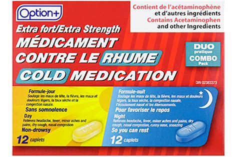 Option Extra Strength Cold Medication Combo Pack 12 Daytime 12