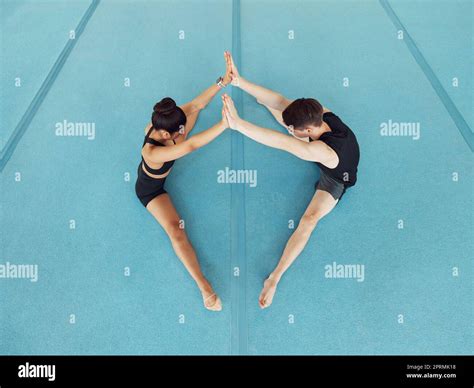 Dance Or Gymnastics Fitness Stretching Couple Exercise And Workout For Dancing Or Gymnastics