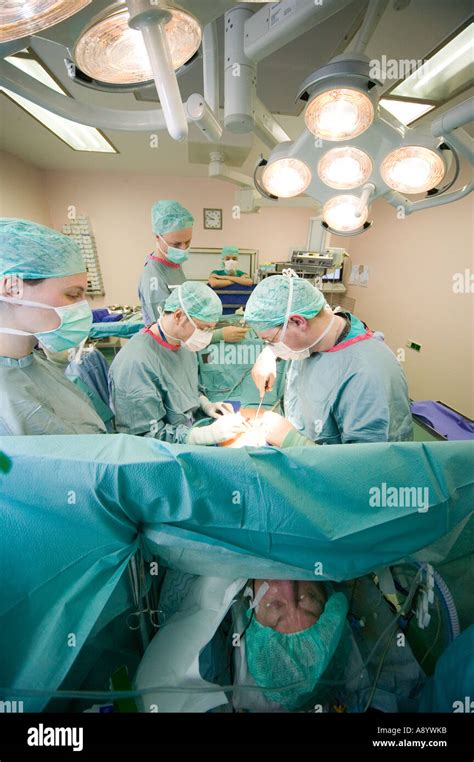 Surgeons Abdominal Surgery Cancer Surgery Operating Room Stock Photo