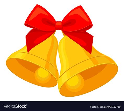 Colorful cartoon two bells with ribbon bow Vector Image