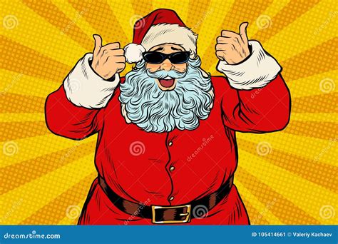 Thumbs Up Santa Claus In Sunglasses Stock Vector Illustration Of