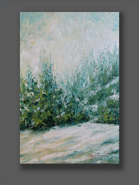 Turquoise Wall Art Large Painting Landscape Winter Painting Etsy
