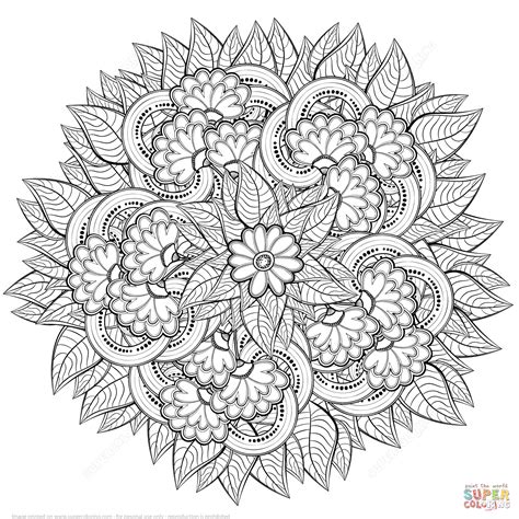 Abstract Flowers Zentangle coloring page | Free Printable Coloring Pages