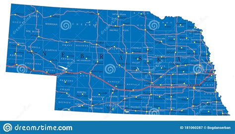 Nebraska State Political Map Stock Vector Illustration Of Kearney