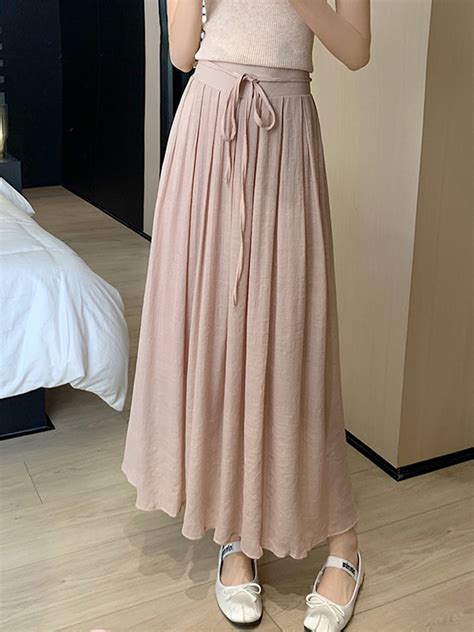TIGENA Cotton Linen Long Skirt For Women Summer Korean Simple Sold