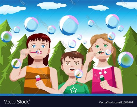 Kids Blowing Bubbles Royalty Free Vector Image