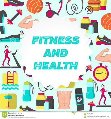 Fitness And Health Flat Poster Stock Vector Illustration Of Lifestyle