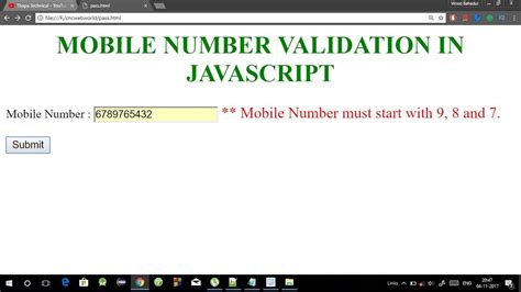 It is ideal for phone based authentication. Mobile number validation in Javascript in Hindi | Phone ...