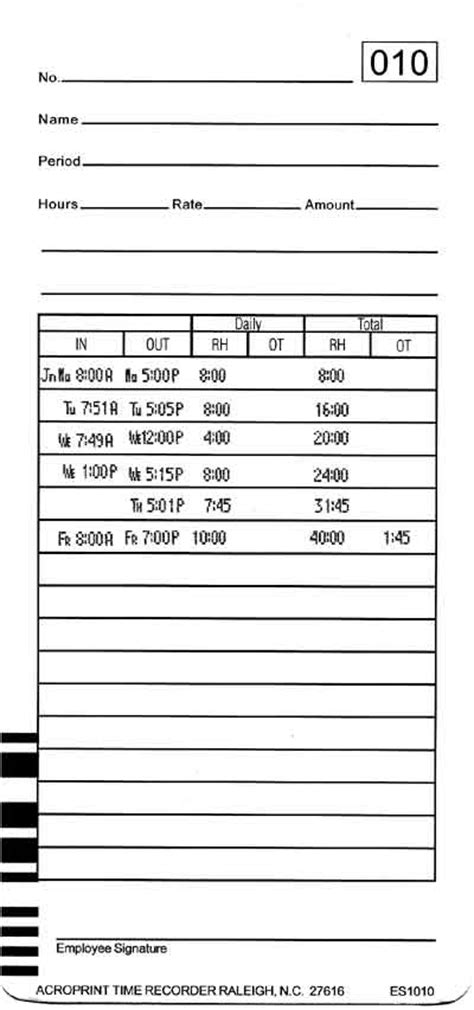 Date start time end time total; Employee Time Clocks - ES1000 100 employee clock ES1000 automatic time clock