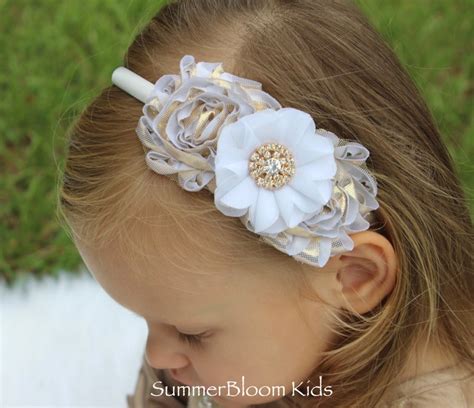Gold Flower Headband Gold Flower Girl Headbands Toddler Etsy