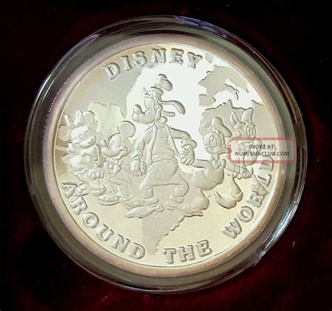 Disney Around The World 1 Oz Silver Coin 1988 Mickey Minnie Goofy