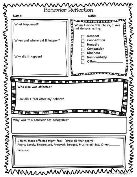 52 Think Sheet Ideas Think Sheet Classroom Behavior Behavior Reflection